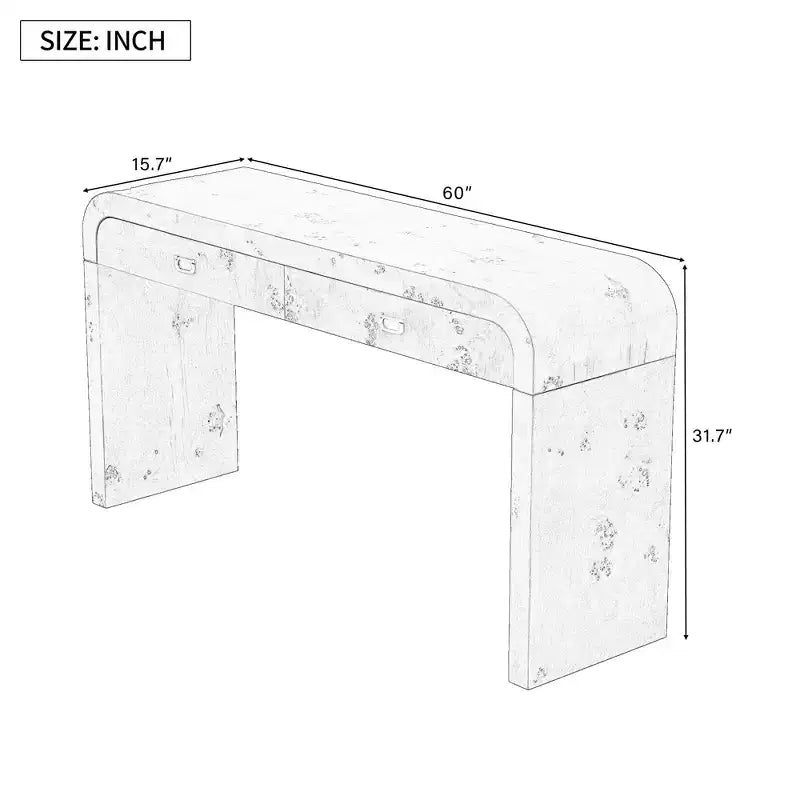 Mesa Consola Arqueada con Almacenamiento, Mesa de Entrada de Madera Minimalista con Cajones para el Recibidor