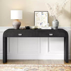 Mesa Consola Arqueada con Almacenamiento, Mesa de Entrada de Madera Minimalista con Cajones para el Recibidor