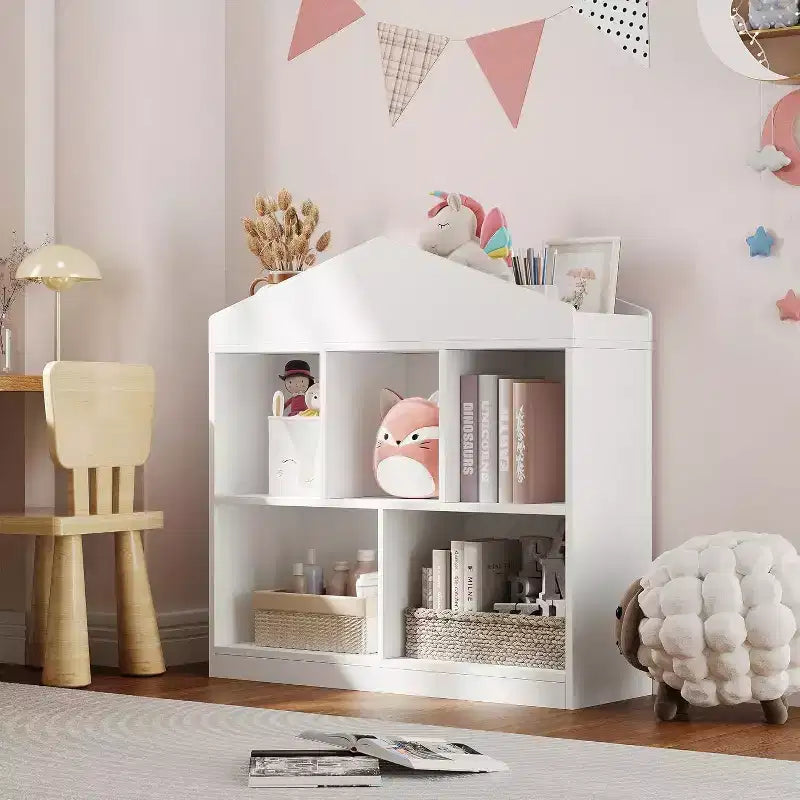Acekool Estantería Infantil de Techo, Organizador de Almacenamiento de 5 Cubos con Estante de Techo, Librería Moderna para Sala de Juegos, Dormitorio, Aula, 35 x 35 x 12 Pulgadas