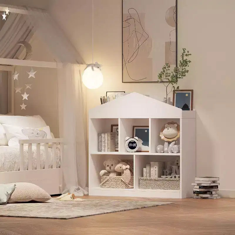 Acekool Estantería Infantil de Techo, Organizador de Almacenamiento de 5 Cubos con Estante de Techo, Librería Moderna para Sala de Juegos, Dormitorio, Aula, 35 x 35 x 12 Pulgadas