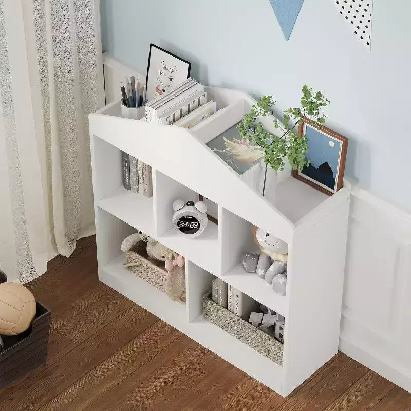 Acekool Estantería Infantil de Techo, Organizador de Almacenamiento de 5 Cubos con Estante de Techo, Librería Moderna para Sala de Juegos, Dormitorio, Aula, 35 x 35 x 12 Pulgadas