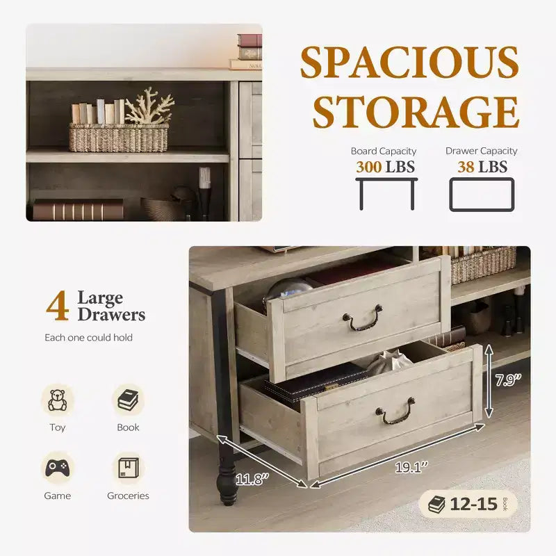 Mueble de TV moderno de mediados de siglo de 70 pulgadas con almacenamiento, centro de entretenimiento con columnas romanas de metal y cajón, mesa consola de TV para sala de estar