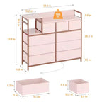 Cómoda de dormitorio de 9 cajones y soporte para TV | Multifuncional con estación de carga incorporada, cómoda alta para organización de armarios, apartamentos