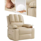 Sillón reclinable de 22'', reclinable manual de cuero PU con portavasos y bolsillos laterales, diseño ergonómico para guardería, sala de estar, dormitorio