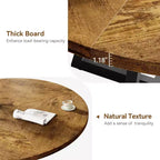 Mesa de comedor redonda industrial COZONY 47 para 4 personas, tablero de madera rústico marrón con base de metal, mesa de cocina y comedor moderna, sin sillas