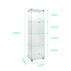MAYEERTY Vitrina de cristal templado Almacenamiento de vino Archivador con luz Paipai a pilas Pies de suelo ajustables Sala de estar Dormitorio Oficina Blanco