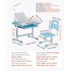 VEVOR Set de Escritorio y Silla de Estudio para Niños, Escritorio y Silla de Estudio con Lámpara de Mesa, Altura Ajustable y Escritorio Inclinable 0-40, Azul