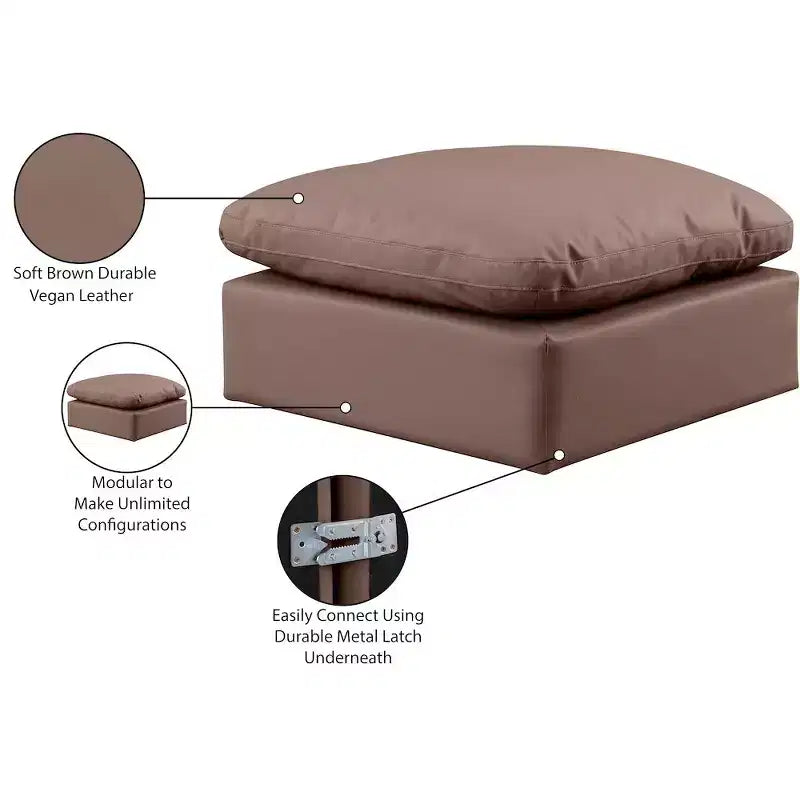 Meridian Furniture, Otomana de cuero vegano Indulge