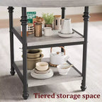 Mesa de Comedor Redonda de 47 Pulgadas para 6 Personas, Mesa de Cocina de Madera con Estantes de Almacenamiento y Patas de Metal Estilo Romano para Comedor, Cocina, Sala de Estar (Solo la Mesa)