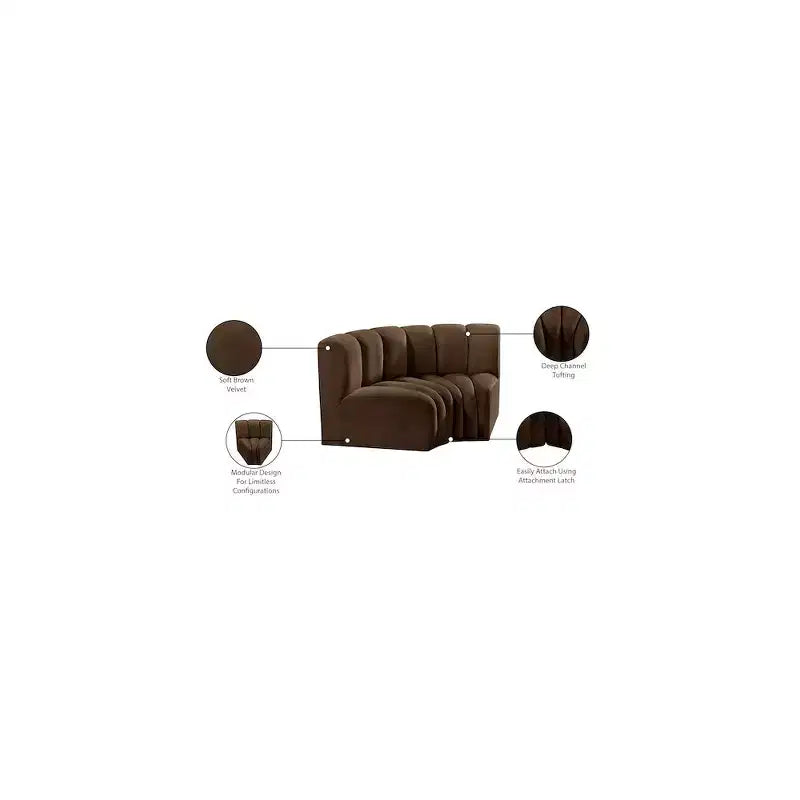 Meridian Furniture, Sofá Modular de Terciopelo Arc