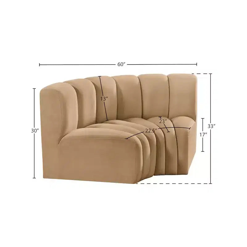 Meridian Furniture, Sofá Modular de Terciopelo Arc