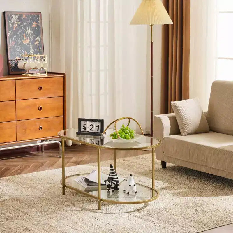 Mesa de centro ovalada de cristal Karl Home