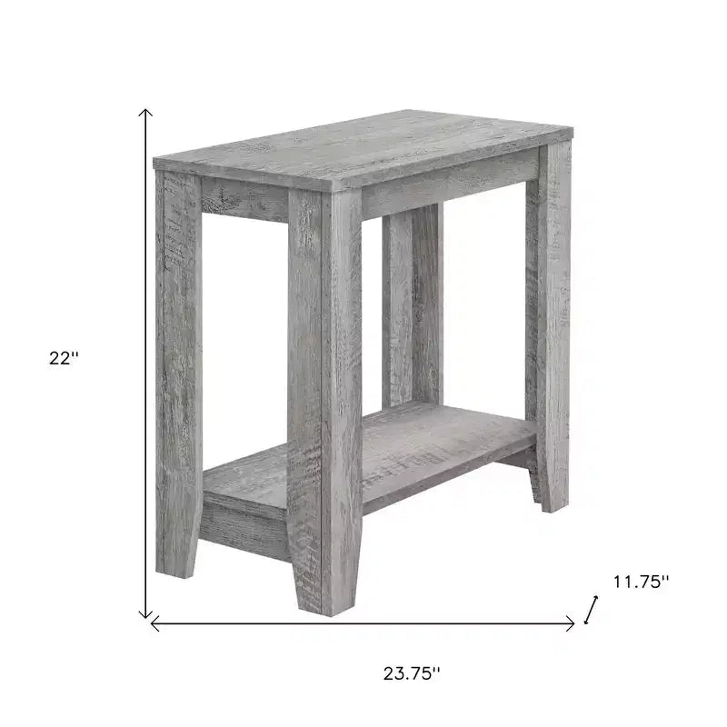 HomeRoots 22 Mesa auxiliar de madera gris con estante