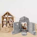 Sofá de juegos modular grande de 12 piezas para niños con estrellas que brillan en la oscuridad, de espuma convertible y cojín de suelo para niños y niñas