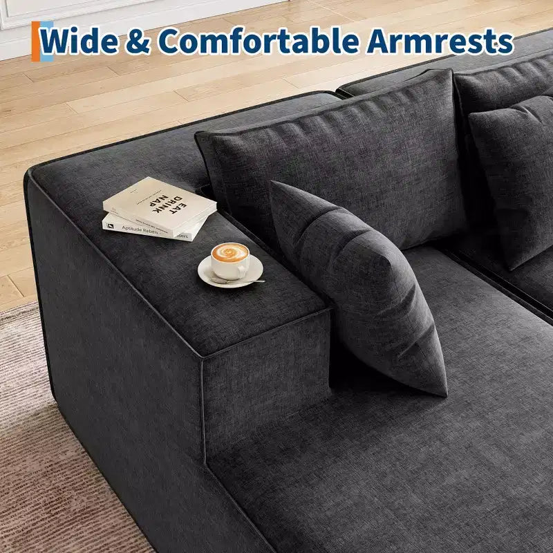 Sofás modulares seccionales para sala de estar, sofá seccional en forma de L con asiento profundo, sofá tapizado para dormitorio, no requiere montaje, chenilla.