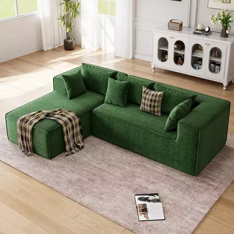 Sofás modulares seccionales para sala de estar, sofá seccional en forma de L con asiento profundo, sofá tapizado para dormitorio, no requiere montaje, chenilla.