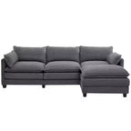 Sofá Seccional en Forma de L Hyleory Corduroy, Sofá de 3 Plazas con Otomana Movible, Muebles Modulares para Sala de Estar para Apartamentos