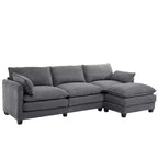 Sofá Seccional en Forma de L Hyleory Corduroy, Sofá de 3 Plazas con Otomana Movible, Muebles Modulares para Sala de Estar para Apartamentos