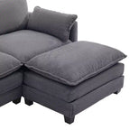 Sofá Seccional en Forma de L Hyleory Corduroy, Sofá de 3 Plazas con Otomana Movible, Muebles Modulares para Sala de Estar para Apartamentos
