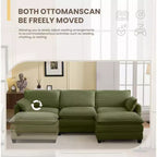 Sofá Seccional en Forma de L Hyleory Corduroy, Sofá de 3 Plazas con Otomana Movible, Muebles Modulares para Sala de Estar para Apartamentos