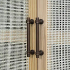 Aparador Hostack con puertas decorativas de ratán, mueble de almacenamiento para comedor y sala de estar, negro+natural