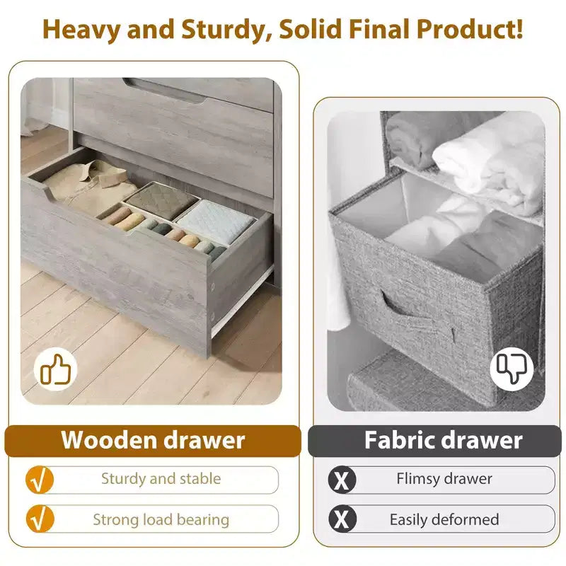 COZONY Cómoda de 5 cajones para dormitorio, armario vertical alto de madera de 50, mueble de almacenamiento independiente para sala de estar, pasillo, entrada