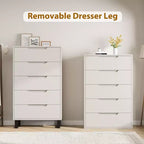 COZONY Cómoda de 5 cajones para dormitorio, armario vertical alto de madera de 50, mueble de almacenamiento independiente para sala de estar, pasillo, entrada