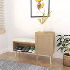 GDFStudio Tracey Banco zapatero 2 en 1 con puertas de ratán sintético y asiento acolchado