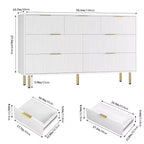 Cómoda de 7 cajones para dormitorio, cómoda de madera de 47 pulgadas de ancho con tiradores de metal, cómoda acanalada con almacenamiento, mueble de TV para sala de estar