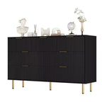 Cómoda de 7 cajones para dormitorio, cómoda de madera de 47 pulgadas de ancho con tiradores de metal, cómoda acanalada con almacenamiento, mueble de TV para sala de estar