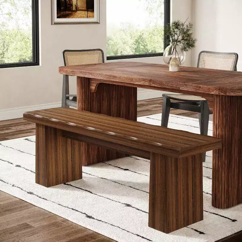 Lantine Banco de Entrada de Madera, Banco de Mesa de Comedor de Madera de 120 cm con Estructura Robusta para Cocina, Dormitorio, Sala de Estar, Pasillo, Fácil Montaje,