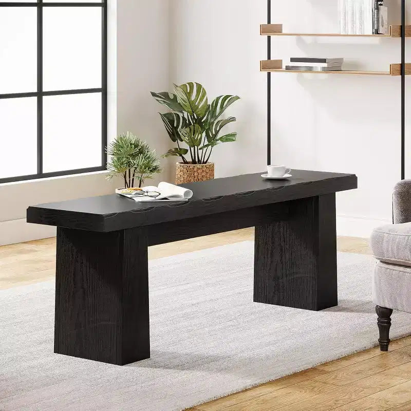 Lantine Banco de Entrada de Madera, Banco de Mesa de Comedor de Madera de 120 cm con Estructura Robusta para Cocina, Dormitorio, Sala de Estar, Pasillo, Fácil Montaje,