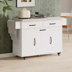 Kitchen Island with Trash Can Storage, Drop Leaf, Spice Rack, Adjustable Shelf, Rolling Kitchen Cart