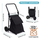 Carro de mano plegable 2 en 1, carro utilitario plegable, carro de compras plegable de servicio pesado con una bolsa impermeable extraíble