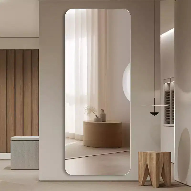 Whisen Rimless Full-Length Wall-Mounted Dressing Mirror with Round Corners and Explosion-Proof Glass