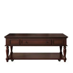 Mesa de centro Luxystar Farmhouse con un cajón, ruedas con freno y patas de madera maciza para sala de estar, Espresso