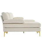 Karl Home | Seccionales en forma de U de 3 piezas de poliéster con apoyabrazos tipo "Pillow Top" de 110 pulgadas de ancho en blanco roto