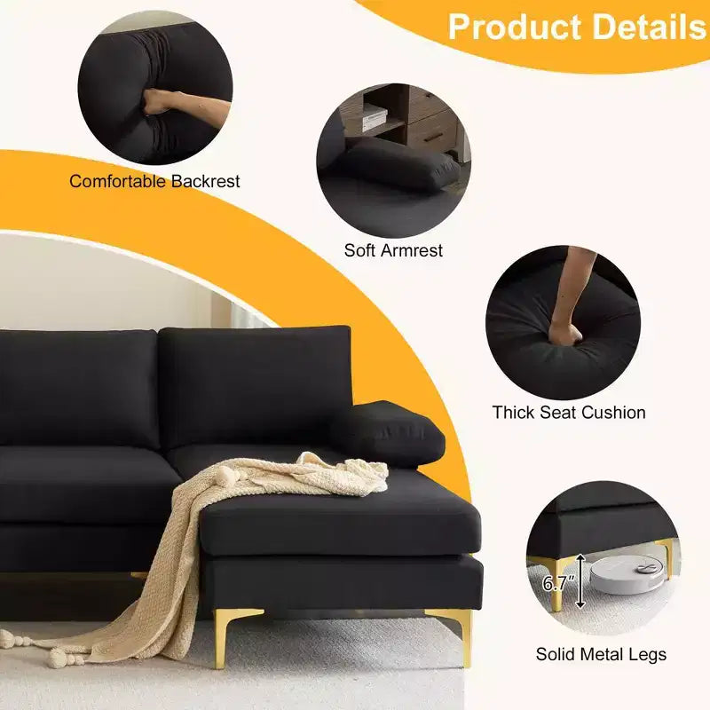 Karl Home | Seccionales en forma de U de 3 piezas de poliéster con apoyabrazos tipo "Pillow Top" de 110 pulgadas de ancho en blanco roto