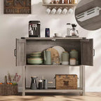 Mesas de sofá con doble puerta, mesa consola con estante de almacenamiento y estante abierto, mesa consola de madera, mesa de entrada para cocina, comedor