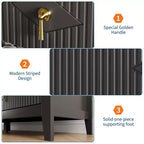 Cómoda de 7 cajones para dormitorio, cómoda de madera de 137 cm de ancho con tiradores de metal, organizador de ropa estriado, mueble de TV para pasillo