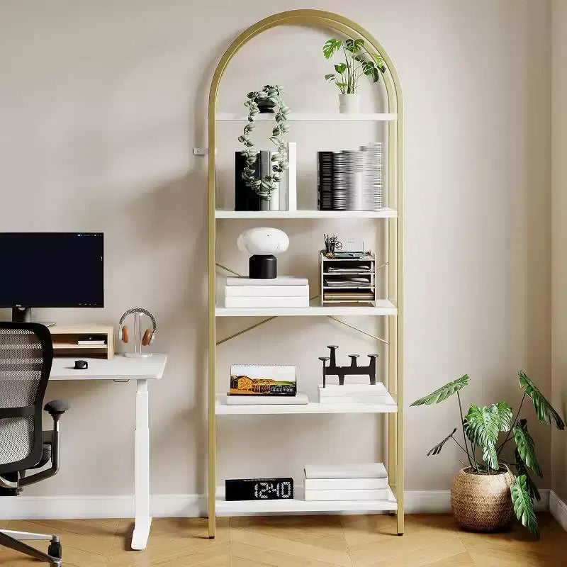 Acekool 6-Tier Tall Bookcase, Metal & Wood Storage Organizer Shelf, Industrial Display Rack for Home Office, Living Room, 2-Pack