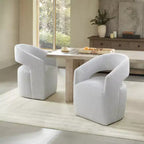 Spruce&Spring Moderna Silla de Comedor tipo Barril con Ruedas y Respaldo Abierto, Sin Ensamblaje, Silla para Cualquier Lugar