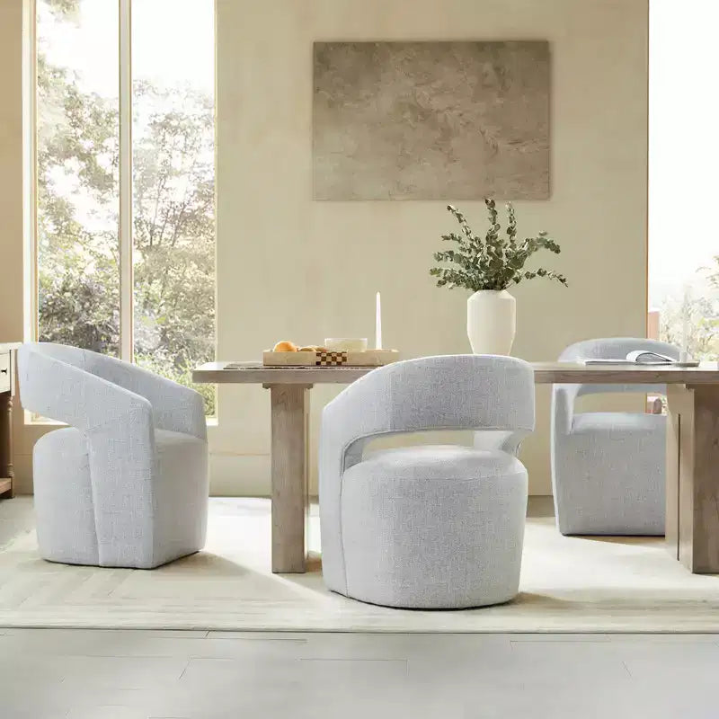 Spruce&Spring Moderna Silla de Comedor tipo Barril con Ruedas y Respaldo Abierto, Sin Ensamblaje, Silla para Cualquier Lugar