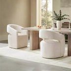 Spruce&Spring Moderna Silla de Comedor tipo Barril con Ruedas y Respaldo Abierto, Sin Ensamblaje, Silla para Cualquier Lugar