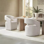 Spruce&Spring Moderna Silla de Comedor tipo Barril con Ruedas y Respaldo Abierto, Sin Ensamblaje, Silla para Cualquier Lugar