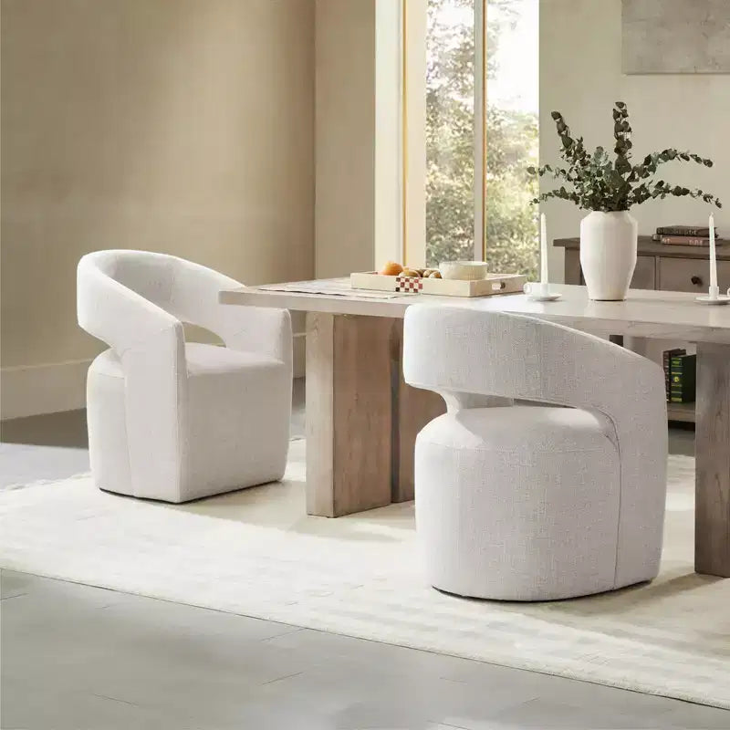Spruce&Spring Moderna Silla de Comedor tipo Barril con Ruedas y Respaldo Abierto, Sin Ensamblaje, Silla para Cualquier Lugar