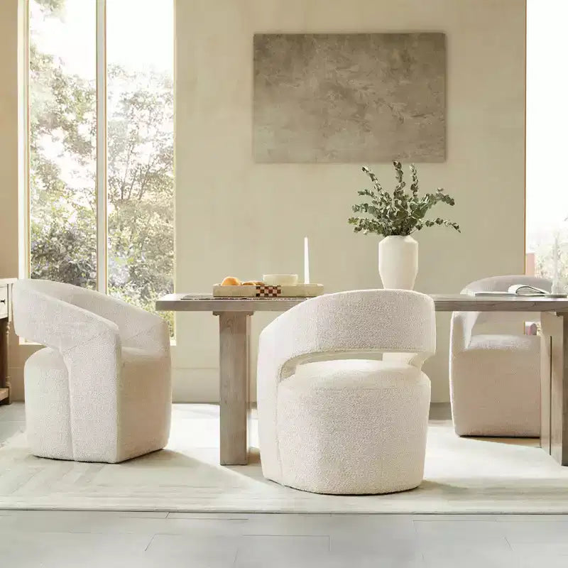 Spruce&Spring Moderna Silla de Comedor tipo Barril con Ruedas y Respaldo Abierto, Sin Ensamblaje, Silla para Cualquier Lugar