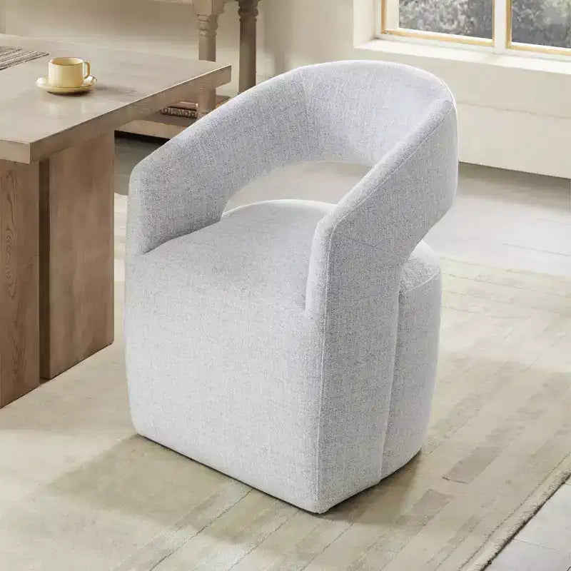 Spruce&Spring Moderna Silla de Comedor tipo Barril con Ruedas y Respaldo Abierto, Sin Ensamblaje, Silla para Cualquier Lugar