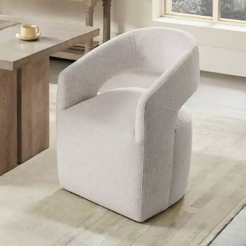 Spruce&Spring Moderna Silla de Comedor tipo Barril con Ruedas y Respaldo Abierto, Sin Ensamblaje, Silla para Cualquier Lugar