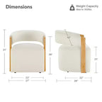 Silla de comedor tapizada Spruce&Spring con reposabrazos de madera y ruedas ocultas